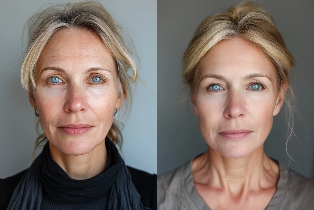 Before and after aesthetic treatment